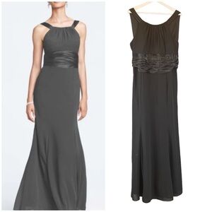 Chiffon Charmeuse Formal Halter Gown F12732 Bride's Maid Dress Black Size 20